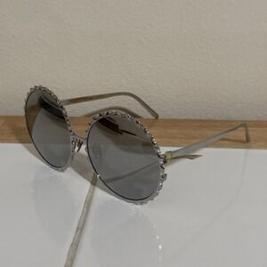 MSRP $1215 LINDA FARROW‎ Round Sunglasses Logo Big 5915-142 Made in Japan